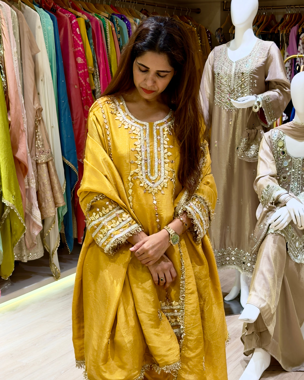 Yellow Kurti and Tulip Pant Set