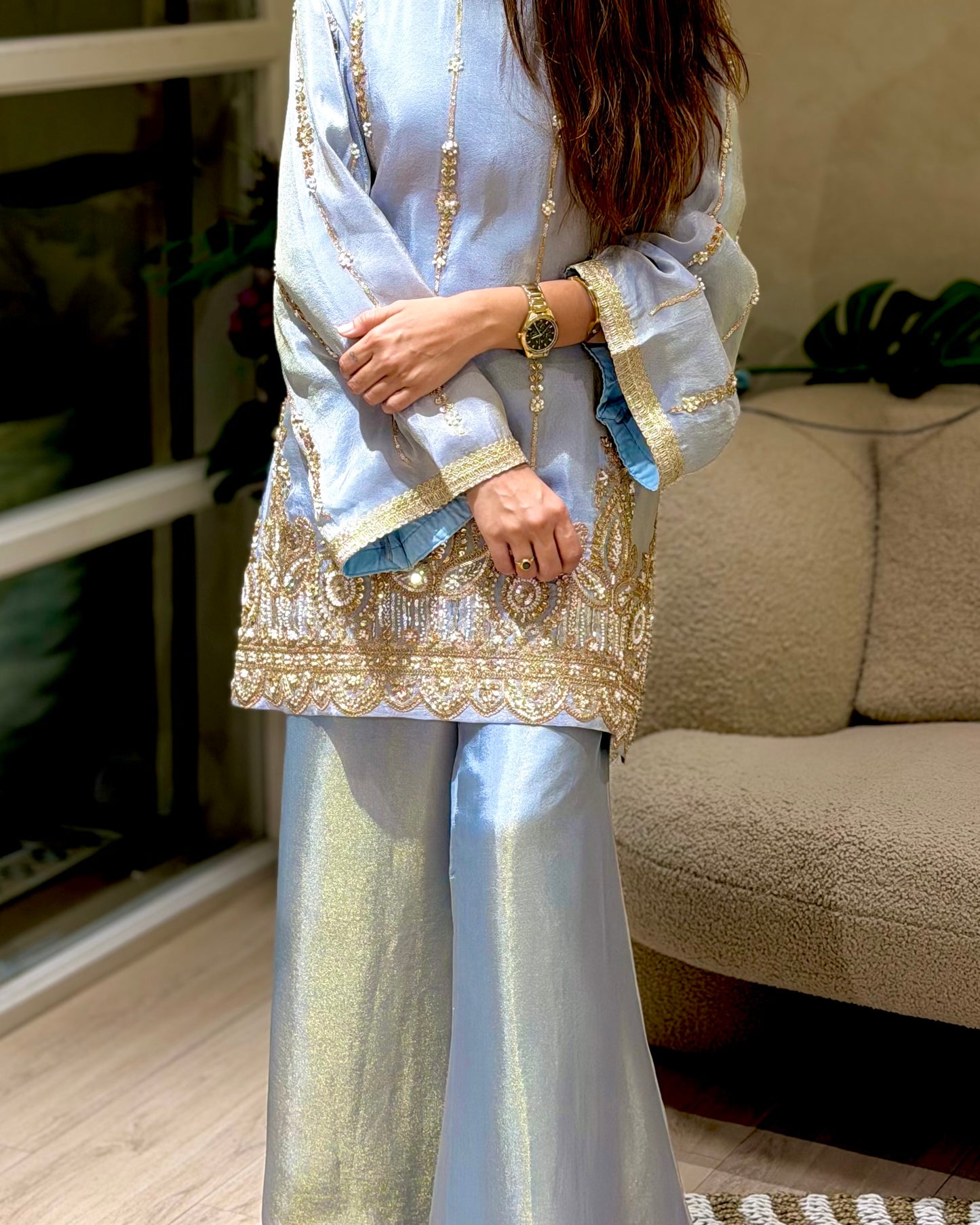 Sky Blue Kurti and Plazzo Set