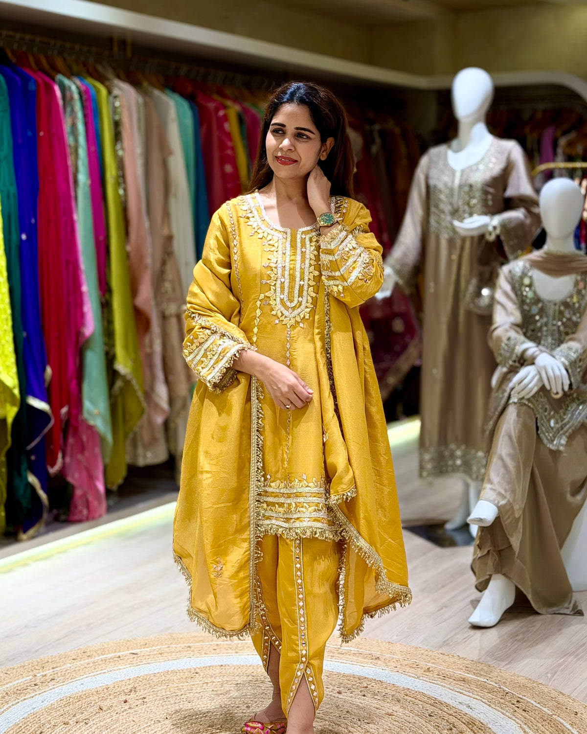 Yellow Kurti and Tulip Pant Set