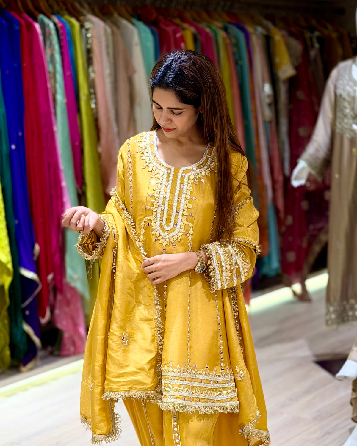 Yellow Kurti and Tulip Pant Set