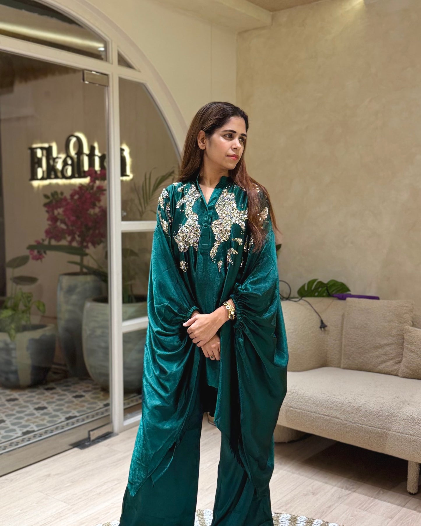 Emerald Green Kaftan Set
