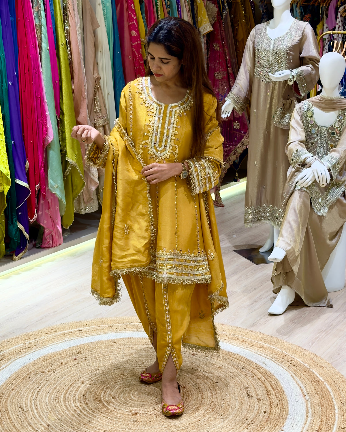 Yellow Kurti and Tulip Pant Set