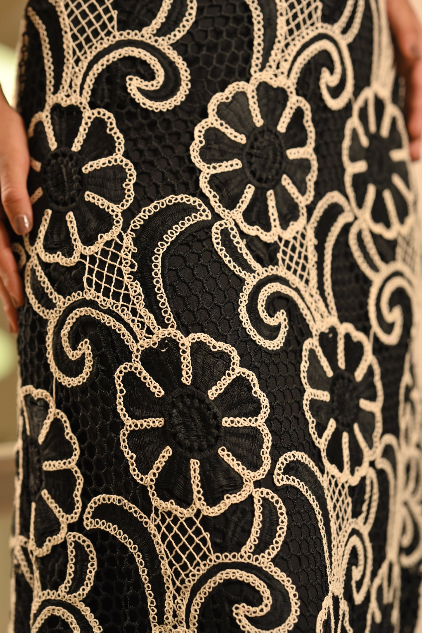 black and bold full length dress