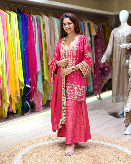 Mirror work Plazzo Kurti Set